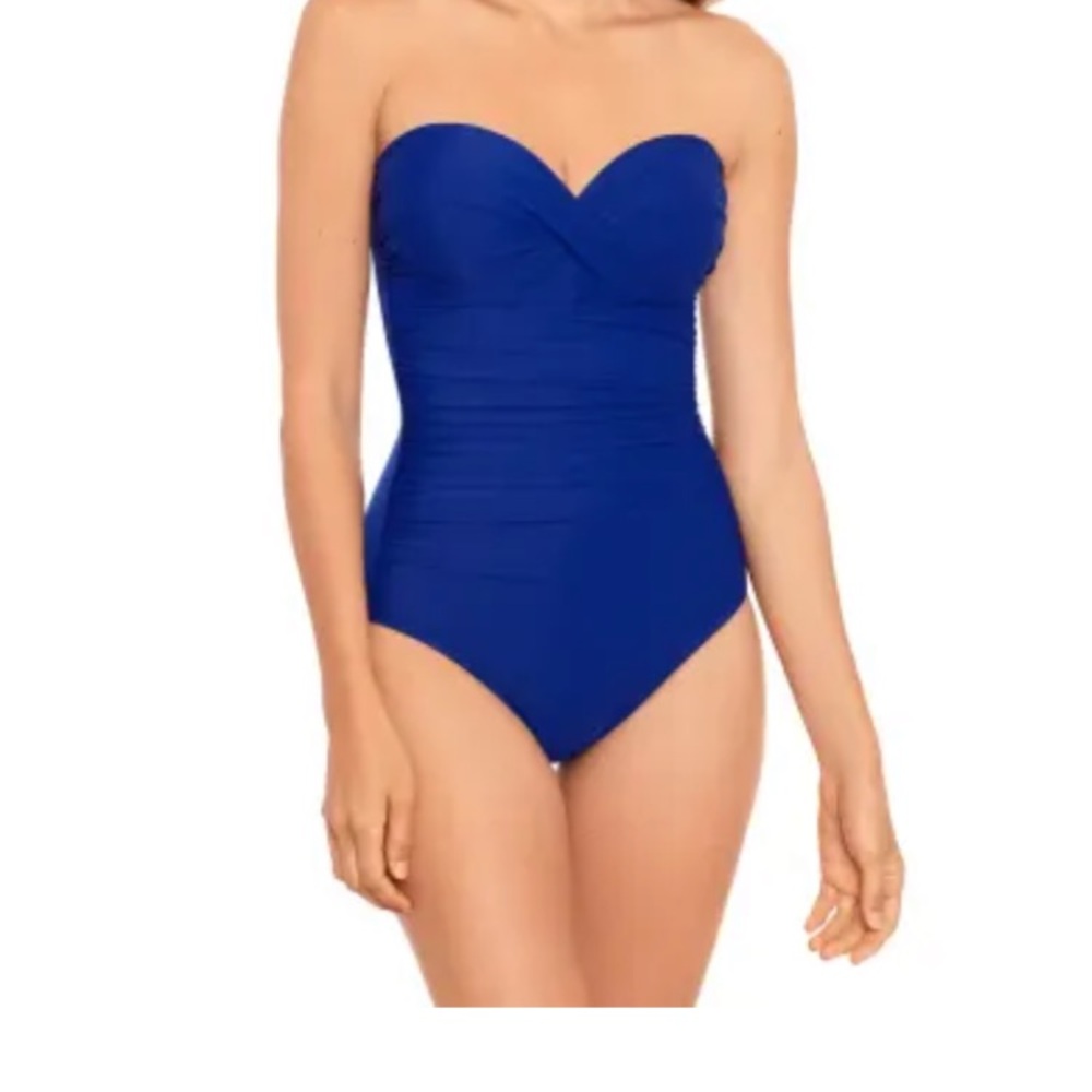 Miracle suit Women's Blue One-Piece Swimsuit. Size 14 with removable straps NWT